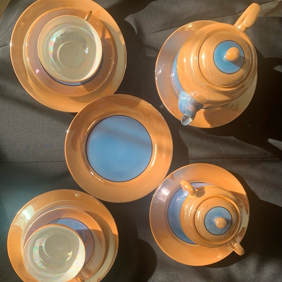 TT Takito Iridescent Hand Painted Lusterware Tea Set with Lunch/Dessert plates - Picture 6 of 15